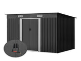 Giantz Garden Shed 2.38x1.31M Sheds Outdoor Storage Tool Metal Workshop Shelter Sliding Door SHED-FLAT-4X8-ABC