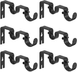 6 Pack Double Curtain Rod Brackets, Heavy Duty Metal Holders for 1 In and 5/8 In Rods, Black V1188-MS-721-230