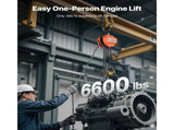Hand Chain Hoist, 3 Ton Capacity, Manual Chain Block with Upgrade G80 Galvanized Chain, 6 m Lifting V952-SJSLHL3T20FTM28SX001V0