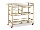 Artiss Bar Cart Drinks Trolley Serving Wine Rack Glass Holder 3 Hooks 72cm Gold FUR-Z-BC-GLASS-80