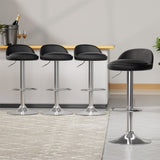 Artiss 4x Bar Stools PU Leather Gas Lift Black BA-K-719-BK-X4