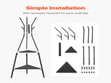 Gold Coat Rack, Freestanding Coats Rack Stand with 2 Shelves & 6 Hooks, Free Standing Hall Coat Tree V767-JJ-ZY163