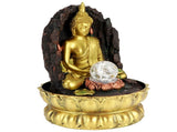 Resin Water Fountain Ornaments Meditating Buddha Statue LED Lighted Tabletop Fountain Home V1294-YM0901-3111200176212