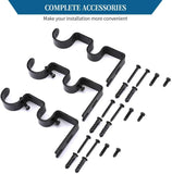 6 Pack Double Curtain Rod Brackets, Heavy Duty Metal Holders for 1 In and 5/8 In Rods, Black V1188-MS-721-230