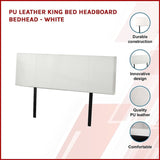 PU Leather King Bed Headboard Bedhead - White V63-768175
