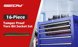 16-Piece Torx Star Bit Socket Set Magnetic Socket Rail Organizer T8-T60 Adapters V465-84081