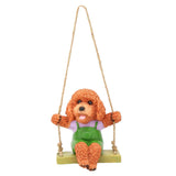 Swing Animal Hanging Teddy Dog Cartoon Garden Decoration Pendant Style Resin Statue CraftsBrown V1294-YM0901-3111210157611
