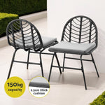 Gardeon 2x Outdoor Chairs Dining Chair Lounge Wicker Patio Furniture Black ODF-CHAIR-BST-BK-2X