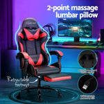 Artiss 2 Point Massage Gaming Office Chair Footrest Red MOC-GC-2P-BK-RD