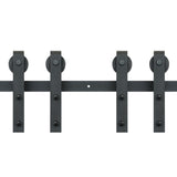2440 mm Sliding Barn Door Hardware Closet Track Kit for Double Doors J Hanger V952-GCYMWJTJHS8FLSQZJV0
