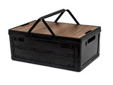 Black Collapsible Medium Side-Open Handle Storage Box with Wooden Table Top - Car Trunk V888-ELOSUNG39958