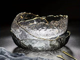 Hammered Glass Bowl Glacier Bowl Transparent Salad Bowl Solid-Color Bowl Large - Clear - Size L V1347-122-95103-CLR-L