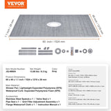 Shower Curb Kit, 1219x1524mm, 60"x48" Shower Pan Kit with 50.8mm ABS Central Flange, Waterproof V952-ABSLYTJHSABSQ8MBXV0