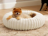Calming Donut Pet Bed - Faux Rabbit Fur Soft Warm Round Cat Dog Bed - Plush Cozy Cuddler for Small V1258-DROP002-PETBED-01-OFW-M