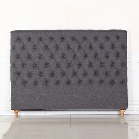 Bed Head King Size French Provincial Headboard Upholsterd Fabric Charcoal V43-BED-SENKCHA