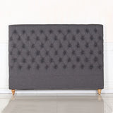 Bed Head King Size French Provincial Headboard Upholsterd Fabric Charcoal V43-BED-SENKCHA