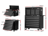 Giantz 17 Drawer Tool Box Cabinet Chest Trolley Toolbox Garage Storage Box Black TB-17DR-107-BK