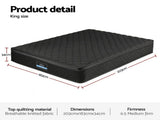 Giselle Bedding King Mattress 34cm Euro Top with 5-Zone Pocket Spring Support Black MATTRESS-E-MUSE-34-K