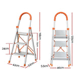 Giantz 3 Step Ladder Multi-Purpose Folding Aluminium Light Weight Non Slip Platform LD-H-ALU-3STEP-OS