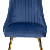 Viva Forever Set of 2 Blue Velvet Dining Chairs Art Deco Design with Gold Metal Legs V264-DNC-414V-BLU-02-1