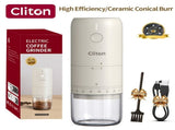 electric coffee grinder, Cliton coffee grinder, ceramic conical burr, portable coffee grinder, V1102-747-98719-BLK-SET