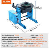 VEVOR Rotary Welding Positioner 50KG, 0-90&deg; Welding Positioning Turntable Table 0.5-6RPM 120W, with V952-HJBWJX50KG12BUA9MV3