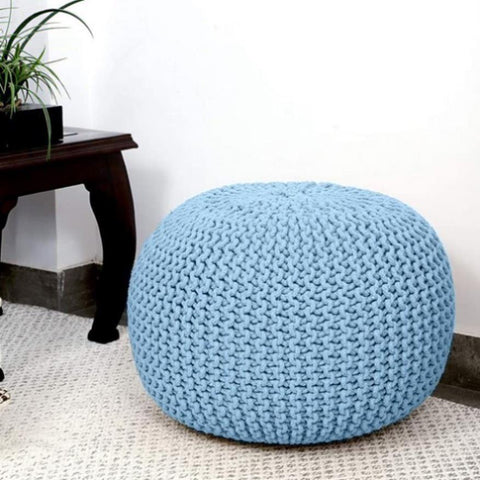 Braided Ottoman Pouffe Footstool Hand Knitted V262-CI-STK-010B