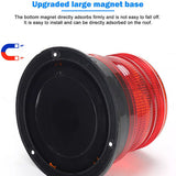 Solar Powered LED Flashing Beacon Light, 12-24V Amber Emergency Magnetic Warning Red V201-LED0016RE8AUA
