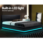 Artiss Bed Frame Double Size LED Gas Lift Black LUMI BFRAME-E-LUMI-D-BK-ABC