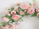 Decorative Spring Wreath, Peony and Hydrangea, 40Cm, Light Pink for home decor accent, front decor, V1369-AZ3-W-00598