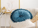 Round Velvet Cushion Ruffled Flower Cushion Decorative Sofa Throw Pillow V1294-YM0716-220628DJ01-2