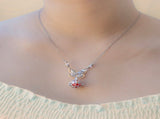 Gift Box - Butterfly White Gold Aroma Necklace Purify Oil Blend V760-GBAJ - 30