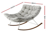 Gardeon Outdoor Rocking Chair Furniture Papasan Recliner Garden Patio Lounge Setting White ODF-ROCK-ST-WH