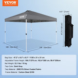 Pop Up Canopy Tent, 10 x 10 ft, 250 D PU Silver Coated Tarp, with Portable Roller Bag and 4 V952-DCSTPS10X10FTASXAV0