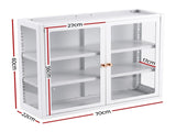 Artiss Buffet Cabinet Sideboard X2 Wall Mounted Clear Display Storage 60cm White AI-SID-WM-3T-WHX2