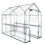 Green Fingers Greenhouse 1.2x1.9x1.9M Walk in Green House Tunnel Clear Garden Shed 4 Shelves GH-WALK-19X12-TP