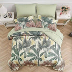 Soft Floral Leaf Comforter Set, King Size, Warm Quilted Bedding with Pillowcases V745-MAB010936AJ3