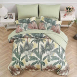 Soft Floral Leaf Comforter Set, King Size, Warm Quilted Bedding with Pillowcases V745-MAB010936AJ3