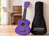 Alpha 21 Inch Ukulele Soprano Beginner Acoustic Small Guitar Kids Strings Purple UKULE-D-21-PURPLE