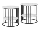 Artiss Set of 2 Side Table Coffee Table 2-Tier Round Marble Effect FUR-S-COF08-MB-WHX2