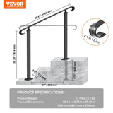 Handrails for Outdoor Steps, Fit 1-3 Steps Outdoor Stair Railing, Wrought Iron Handrail, Adjustable V952-LTFS1MLZFS0000001V0