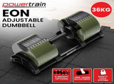 Powertrain Eon Dial Up 36KG Adjustable Dumbbell - Green DMB-B10-036-GN-1