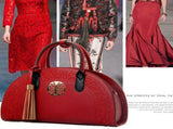 Elegant Red Tote Shoulder Bag with Chinese Vintage Embroidery Casual Everyday Use V1366-AZ2-W-19604