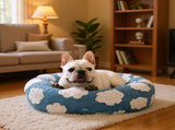 50cm Round Pet Bed Brown & White Checkerboard - Soft Plush Donut Cuddler for Small Dogs & Cats V888-ELOSUNG41379