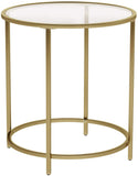Gold Round Side Table with Golden Metal Frame Robust and Stable V178-11710