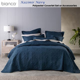 Bianca Kazimir Navy Polyester Coverlet Set Single/Double V442-BCA-COVERLETS-KAZIMIR-NAVY-DS