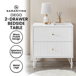 Sarantino Diego Bedside Table Night Stand with 2 Drawers - White TBL-075-04-WH