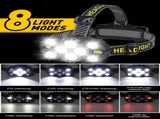 Headlamp - Rechargeable LED Headlamp - 10 LEDs - Extra powerful - 1000 lumens - 150-meter beam V1188-MS-313-0989