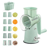 Green Multifunctional Manual Rotary Vegetable Slicer with 10 Blades Safe and Easy-to-Use V888-ELOSUNG15583
