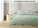 Accessorize Augusta Sage Crinkled Look Quilt Cover Set Double V442-HIN-QUILTCS-AUGUSTA-SAGE-DS